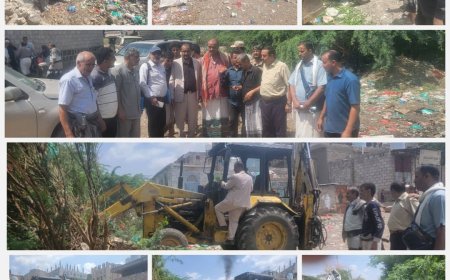 بحضور المدير العام الشاعري السلطة المحلية تسلم موقع مشروع شبكة الصرف الصحي في حارة المركزي – وادي شداد بمديرية قعطبة، للمقاول المنفذ