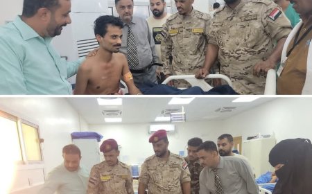 العميد نصراليافعي يزور جرحى قوات سهام الشرق بمستشفى عبود العسكري