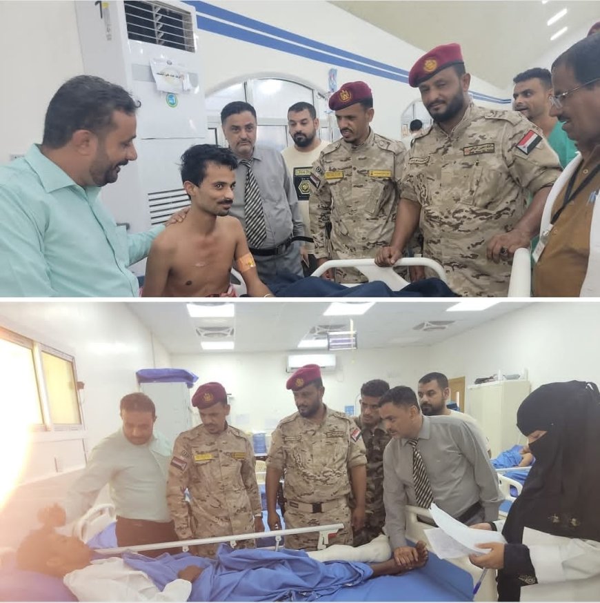العميد نصراليافعي يزور جرحى قوات سهام الشرق بمستشفى عبود العسكري