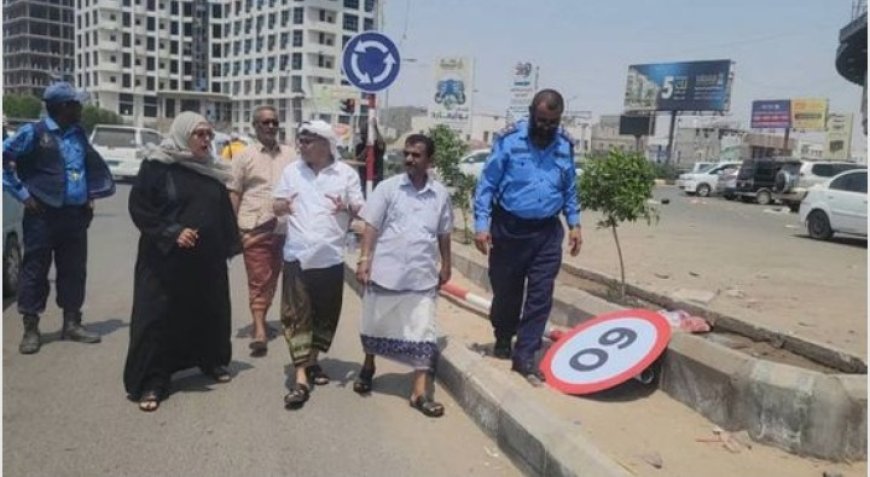 اطلاق المرحلة الأولى من مشروع تركيب اللوحات الإرشادية المرورية في مديرية المنصورة بالعاصمة عدن..