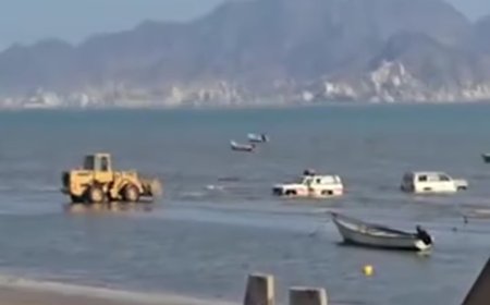 عاجل: في مشهد صادم بعدن... غرق سيارتين في ساحل إنماء أثناء جلسة قات والشيول عاجز في اخراجهم بسبب قوة الأمواج (صور)