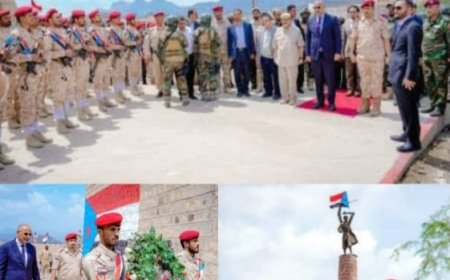 الزُبيدي يزور منصة الشهداء في ردفان..ويضع  إكليلًا من الزهور على نصب الشهيد البطل راجح بن غالب لبوزة....