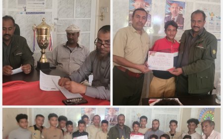 مدير عام قعطبة بكر الشاعري يستقبل رئيس نادي جيشان ويكرم فريق صقور جيشان، بمدينة قعطبة