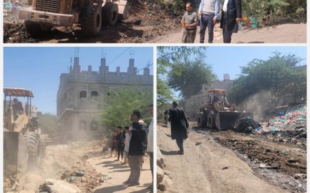 المدير بكر الشاعري يوجه إدارة الأشغال بتسوية وإزالة المخلفات وفتح الشارع في حارة المطار بقعطبة