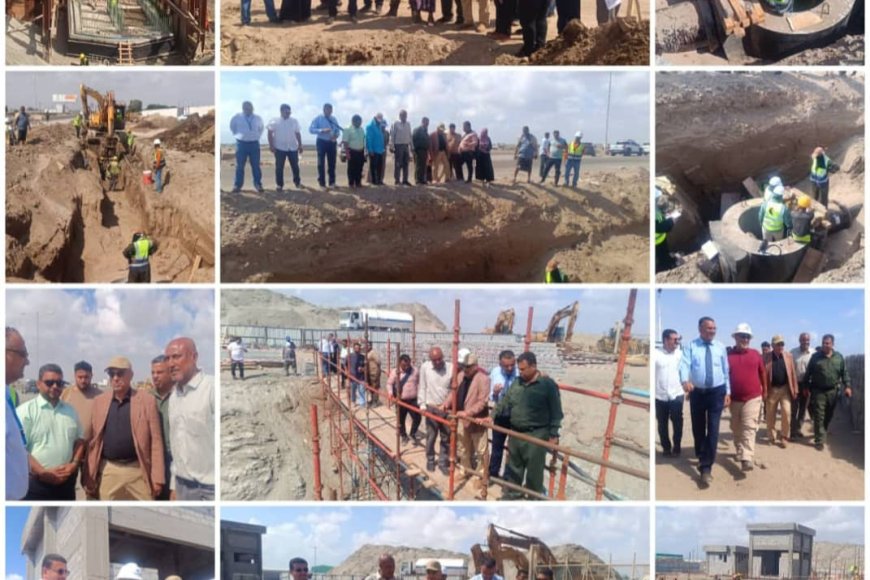 نائب محافظ عدن يتفقد تقدم مشروع الصرف الصحي من جولة القعيطي إلى العريش