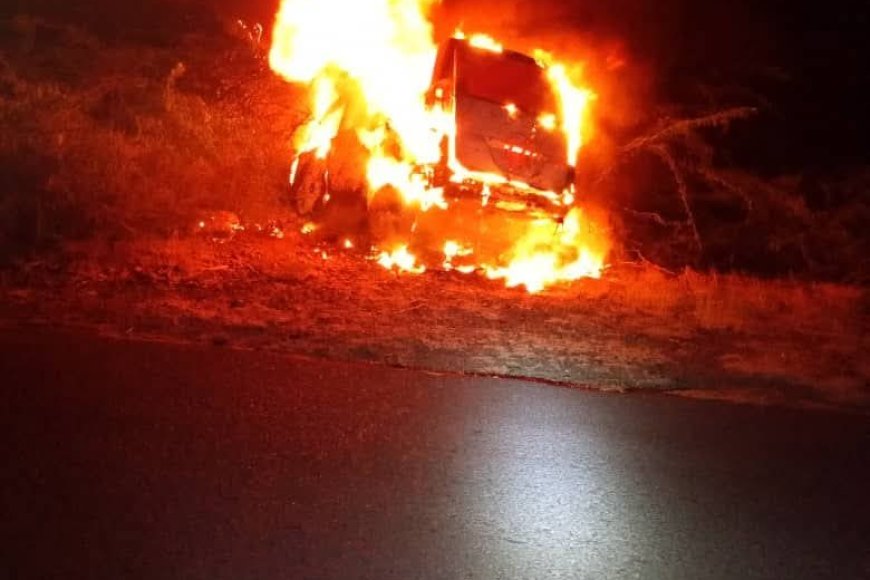 احتراق باص لرجل أعمال في تعز يخلف خسائر مالية كبيرة