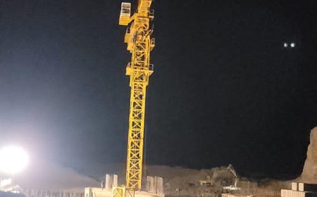 تركيب الرافعة البرجية "Tower crane" في سد البوابات لسد حسان الاستراتيجي بأبين