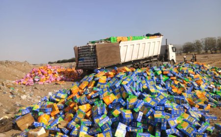 صحة البيئة في المنصورة تُتلف 70 طنًا من العصائر منتهية الصلاحية في أكبر عملية من نوعها