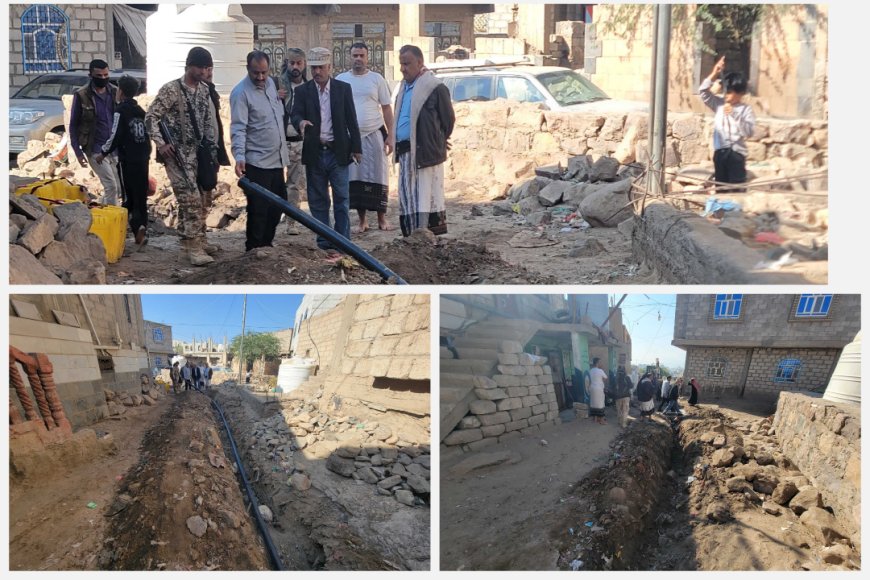 المدير بكر الشاعري يدشن عمل مشروع استبدال شبكة المياه القديمة وتوصيل خط رسمي لمستشفى السلام بمدينة قعطبة