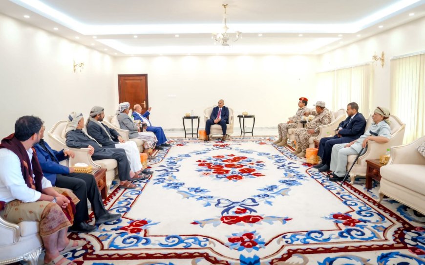 الرئيس الزُبيدي يبحث مع الشيخ البركاني سُبل تضافر الجهود لتعزيز الأمن والاستقرار في المحافظات المحررة