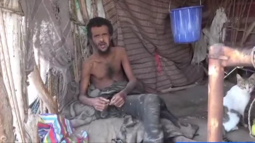 معاق يتيم يعيش مأساة في قرية نائية في المخا ....