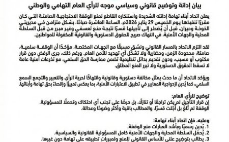 بيان إدانة وتوضيح قانوني وسياسي موجه للرأي العام التهامي والوطني...