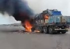 احتراق شاحنة على خط المكلا – عدن