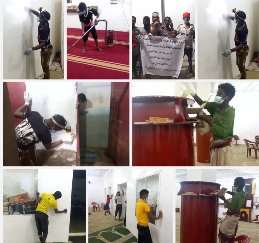 مدير الأوقاف والإرشاد بقعطبة أمين أبوطالب يطلق حملة تنظيف المساجد بالمدينة لاستقبال رمضان المبارك